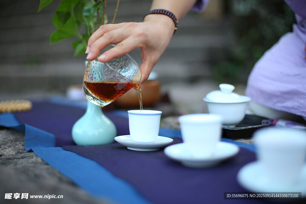 户外优雅中式茶艺场景
