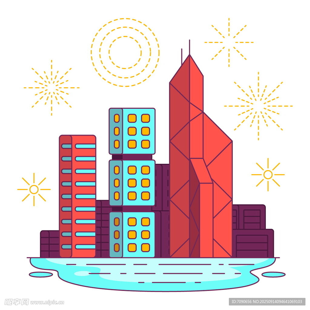 城市夜景插画