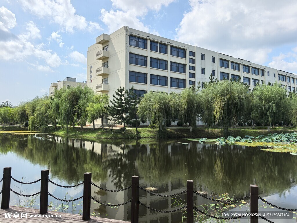 湖畔旁的现代化建筑景观