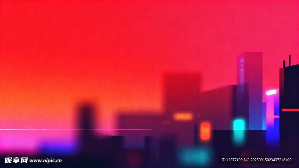 城市黄昏霓虹夜景