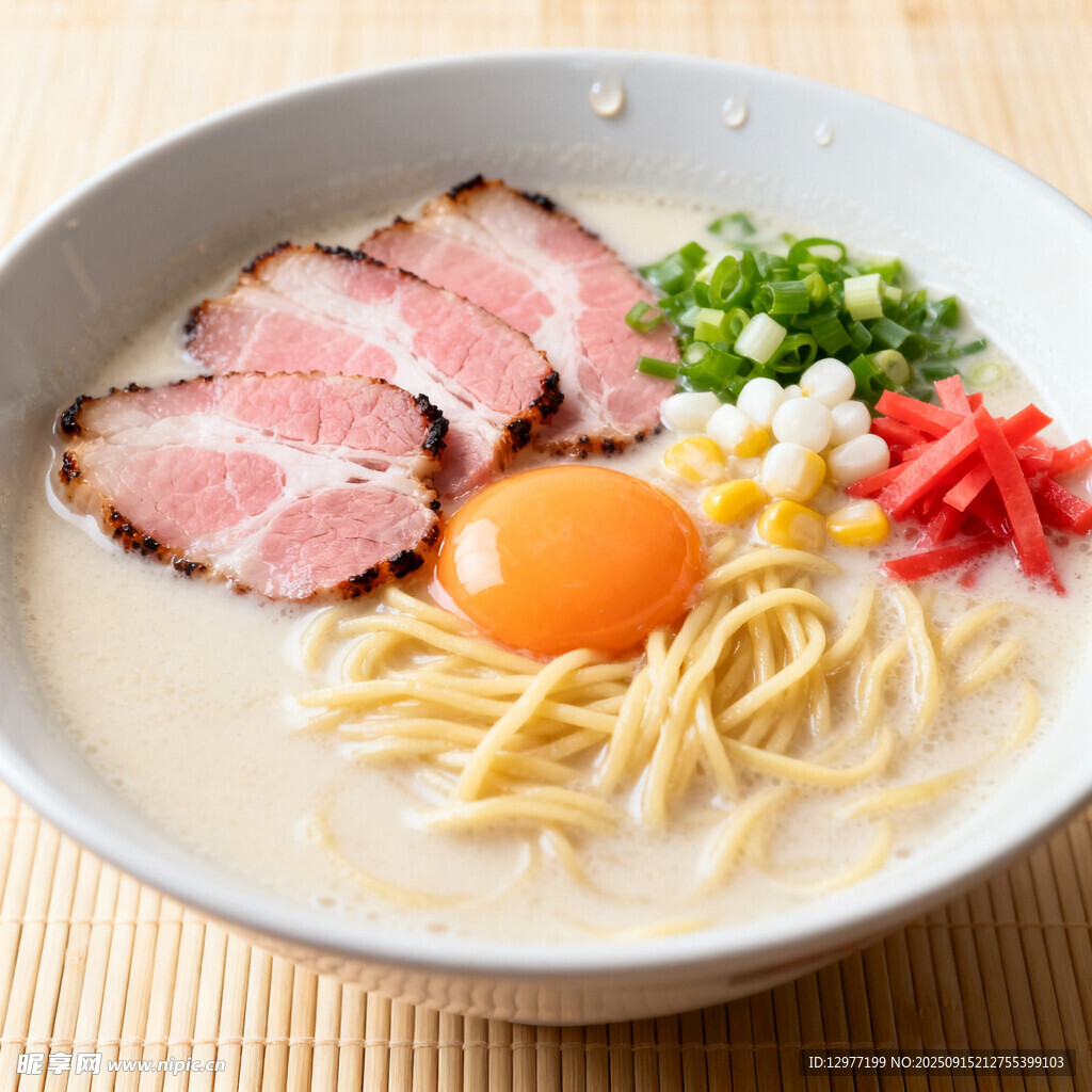 日式叉烧拉面美食特写