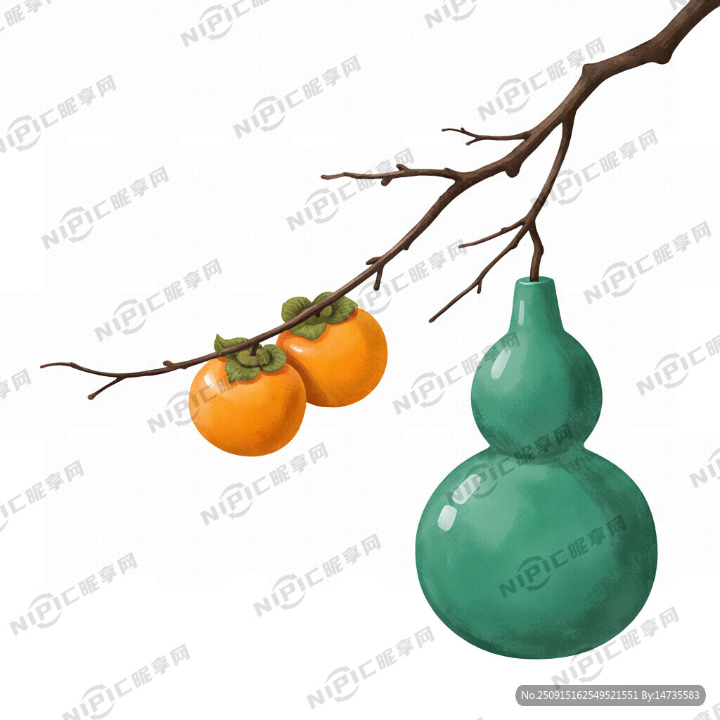 宝石葫芦上长出一只柿子树枝