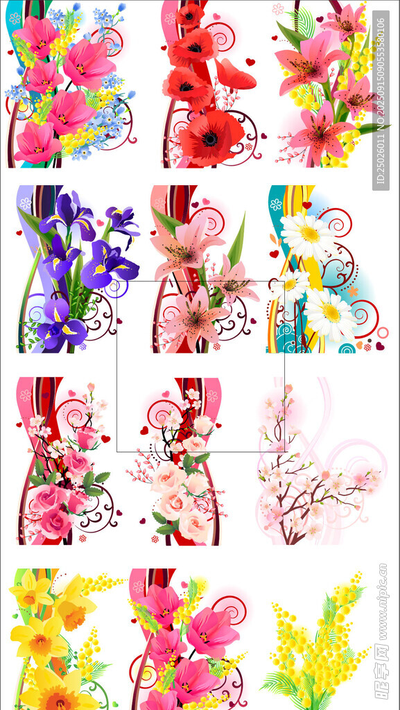 多彩花卉插画素材集合