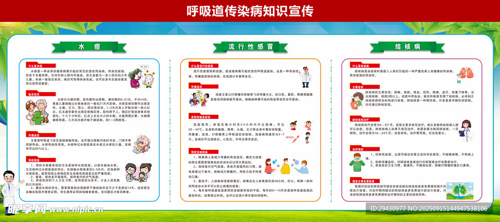 呼吸道疾病预防宣传栏校园