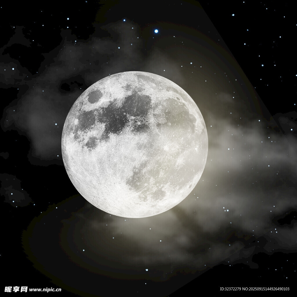 夜空中的皎洁满月