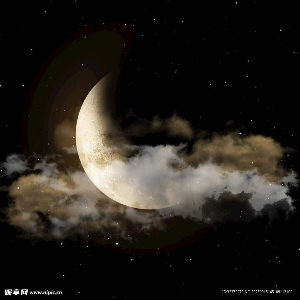 夜空中的弯弯新月