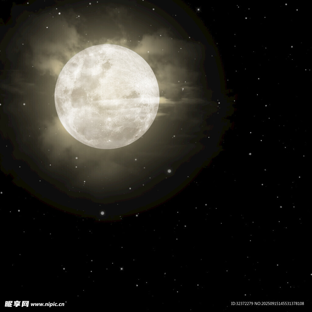 夜空中明亮的满月