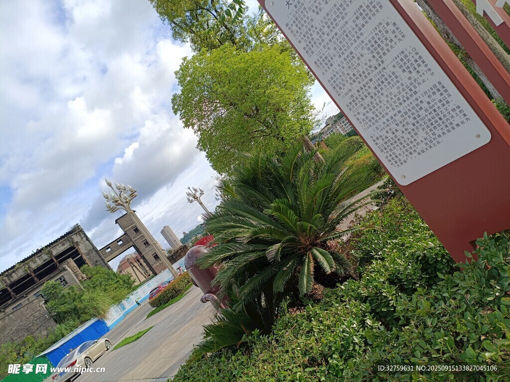 厂区外的绿植与建筑景观