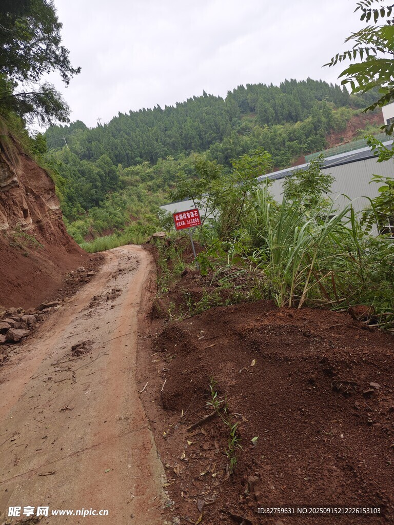 乡村泥泞小路及周边景致