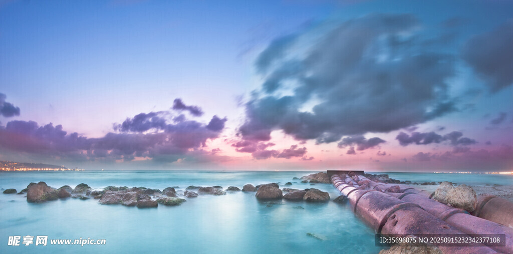 梦幻海边黄昏美景