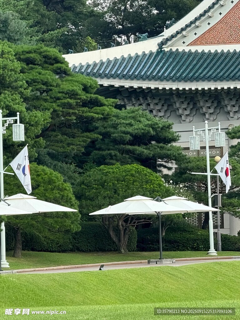 韩式庭院景观 伞旗点缀