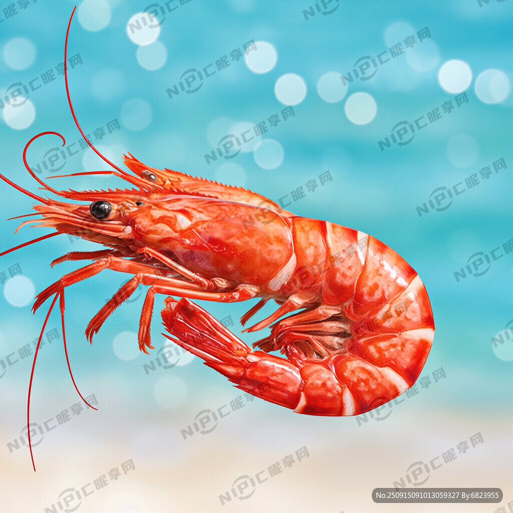 红色虾画