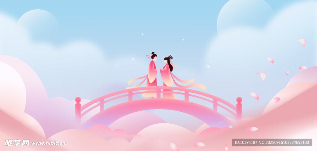 七夕鹊桥情侣浪漫相依