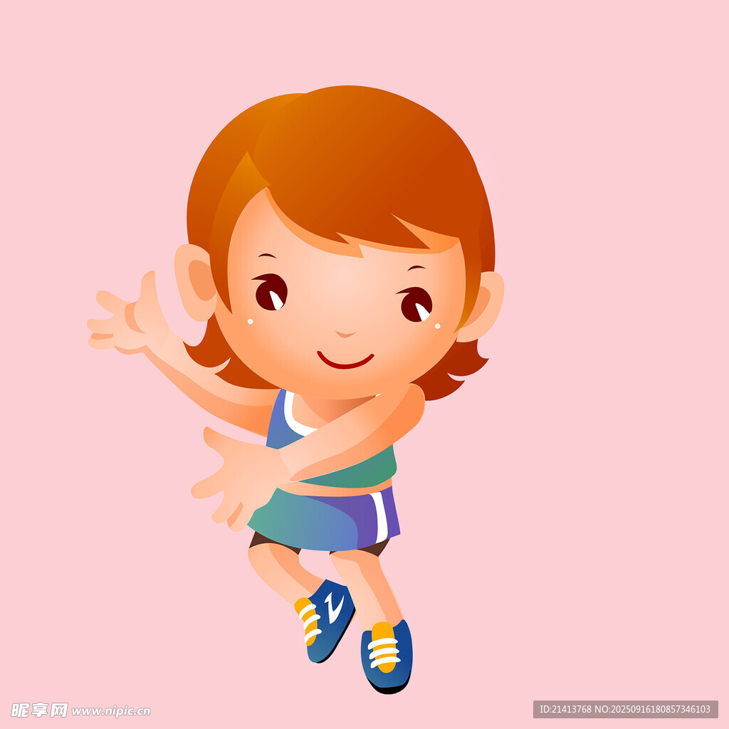 小女孩跳跃