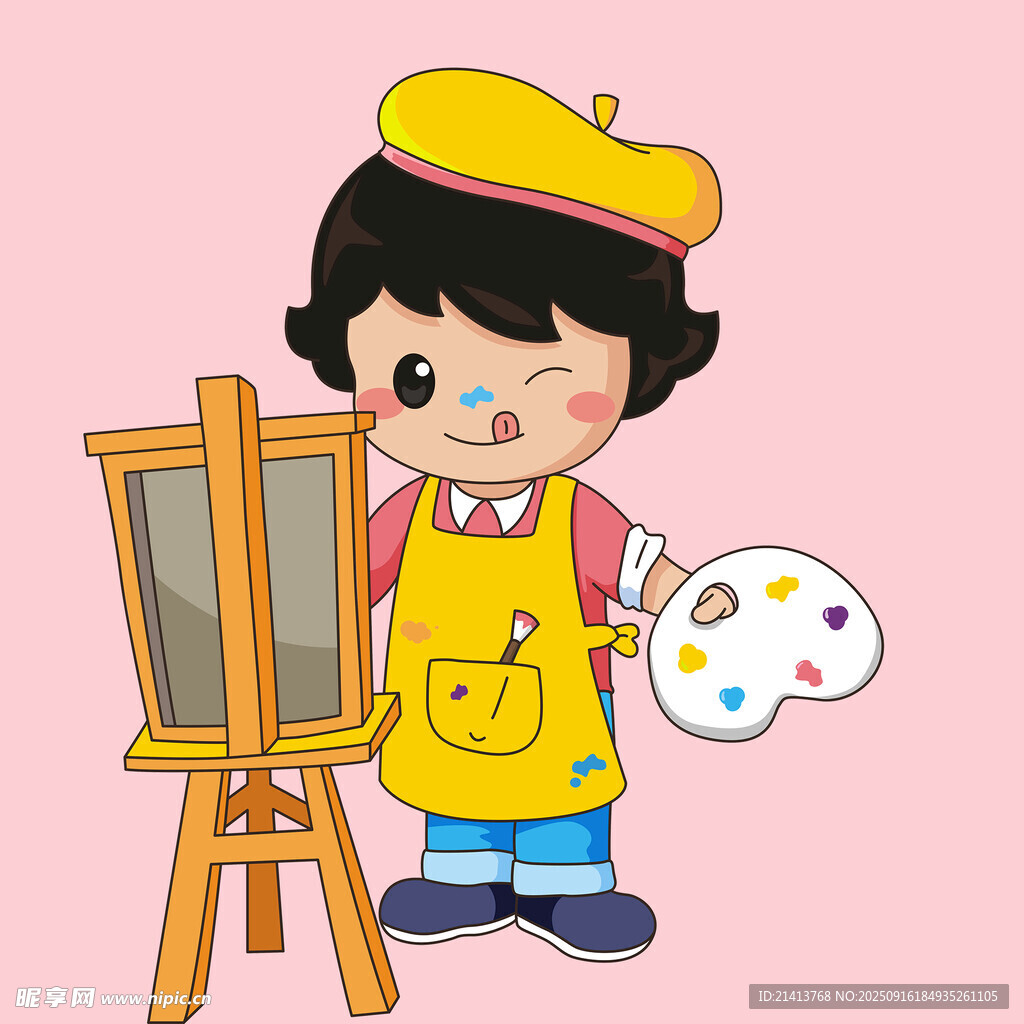 可爱小画家作画瞬间