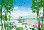 荷花竹子