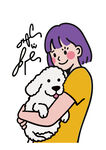 女孩抱着一只狗矢量元素