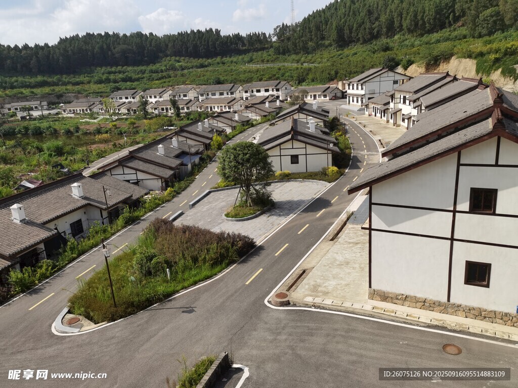 中式风格村落俯瞰景象