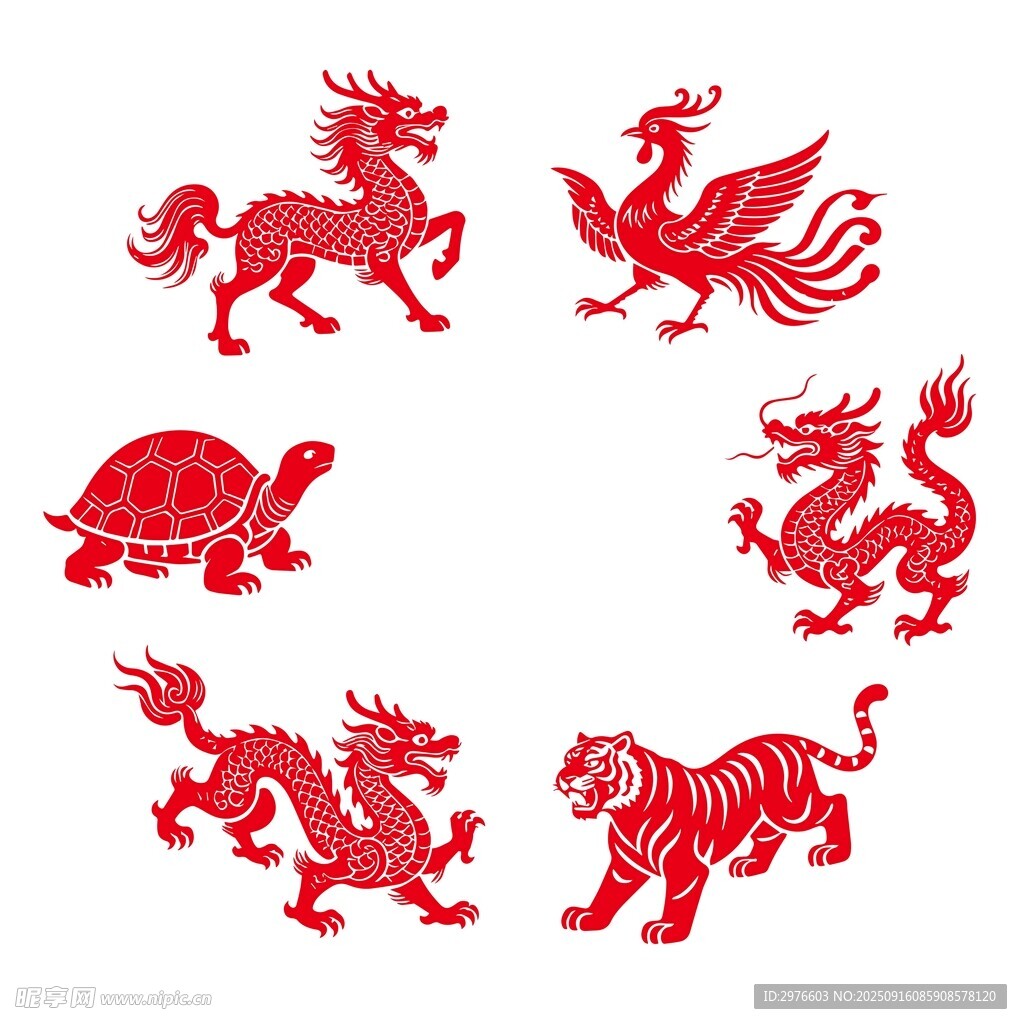 传统瑞兽剪纸图案