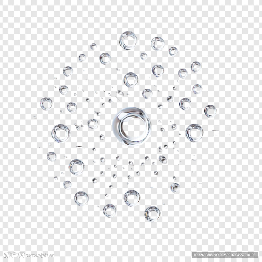 晶莹水滴环绕的梦幻画面