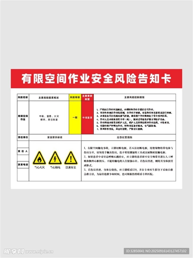 有限空间作业安全风险告知