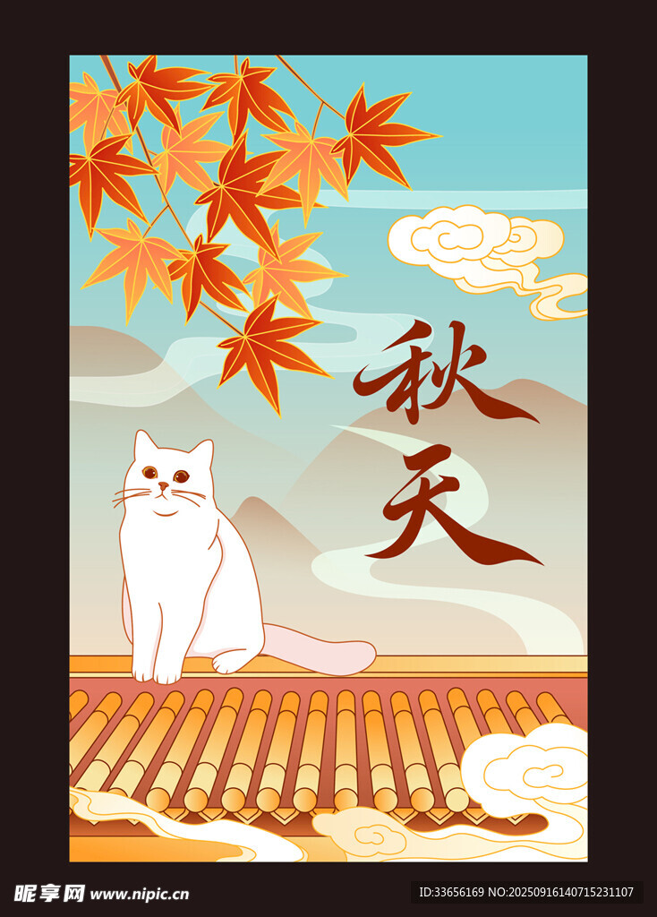 秋日白猫咪的惬意时光