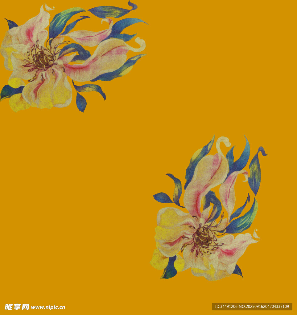 黄色背景花卉图案设计