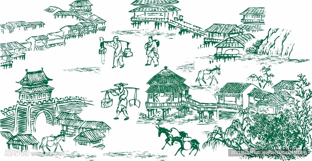 古代市井生活场景图