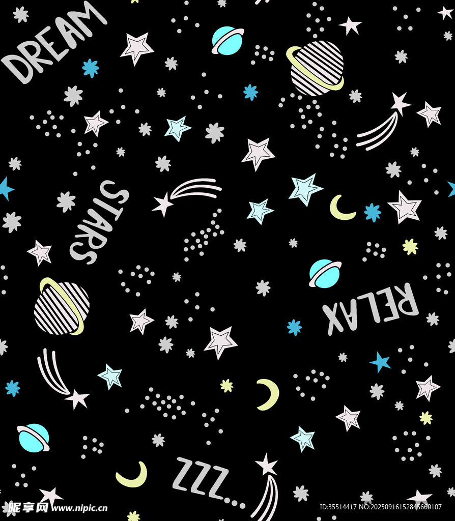 梦幻星空睡眠主题图案