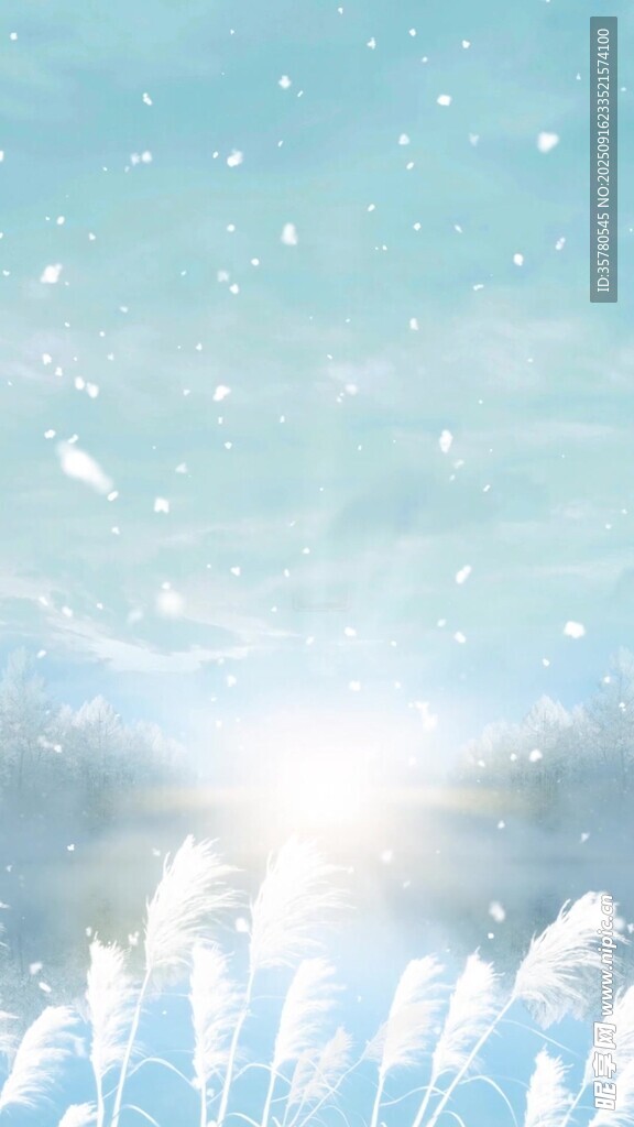 冬日雪景中的梦幻阳光