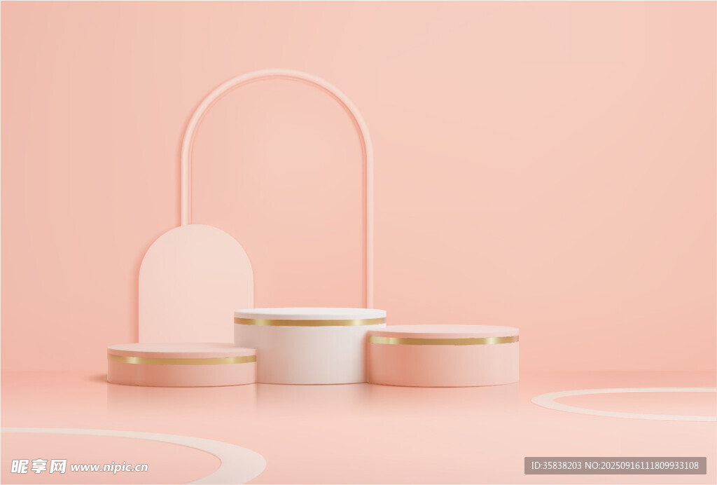 粉色电商产品展台