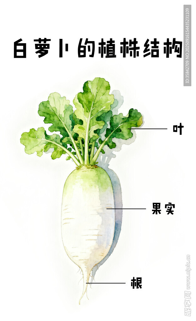 白萝卜植株结构示意图