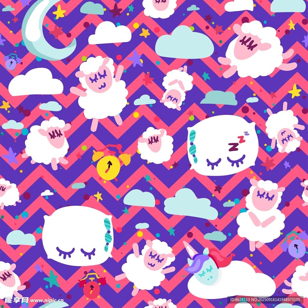 梦幻羊驼图案背景设计
