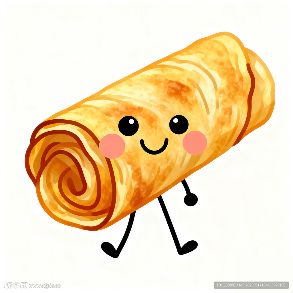 手抓饼可爱卡通卷饼形象插画