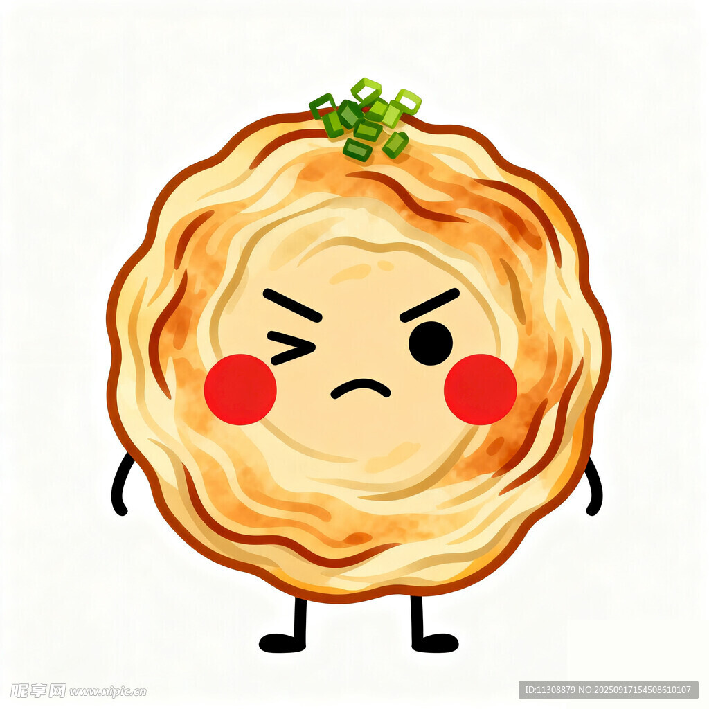 手抓饼愤怒表情的卡通煎饼