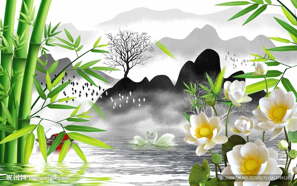 中式电视背景 
