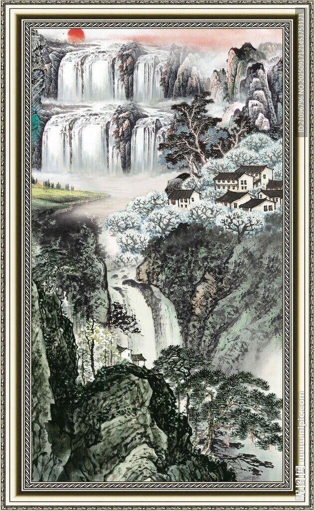 水墨山水国画风景图