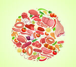 肉类与蔬果插图