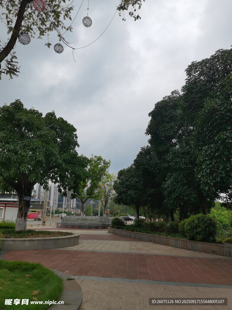 城市公园中的宁静步道