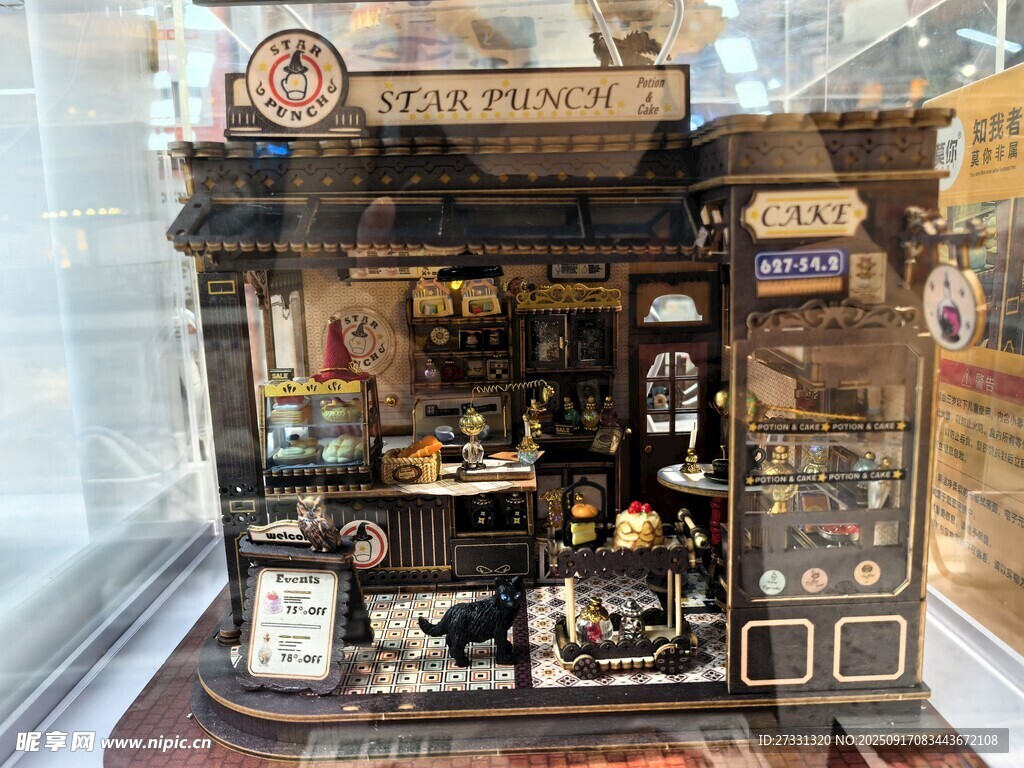 复古精致迷你咖啡店模型
