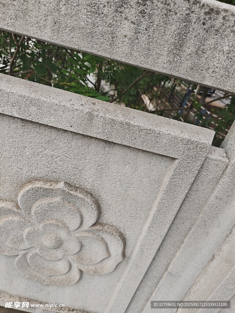 石雕花卉细节特写
