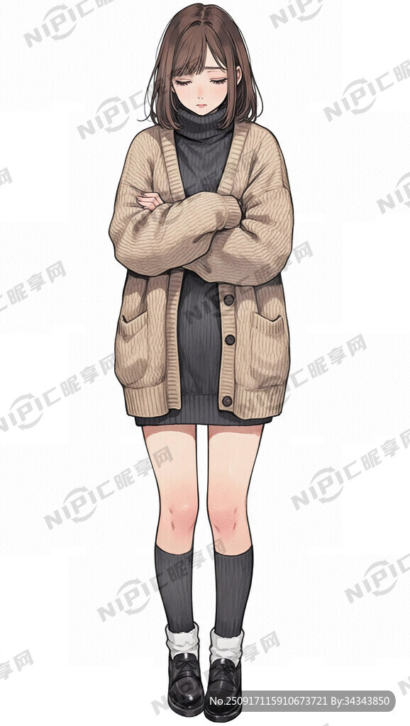 现代年轻女性全身站立 双腿并拢