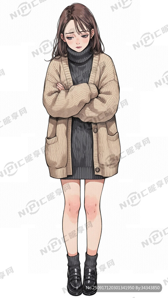 现代年轻女性全身站立 双腿并拢