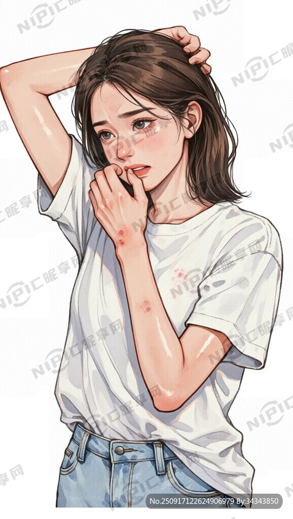 现代年轻女性全身站立 头微偏