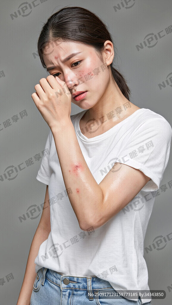 现代年轻女性全身站立 头微偏