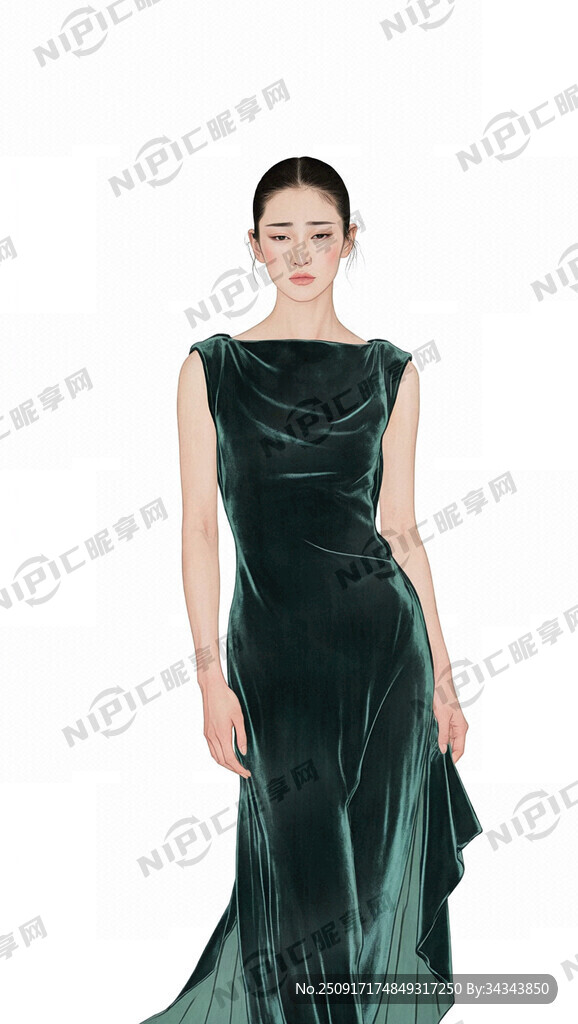 气郁质 现代女性全身站立像