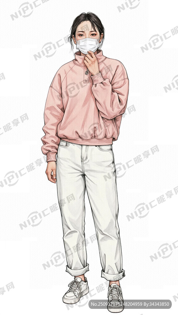 特禀质 现代女性全身站立像