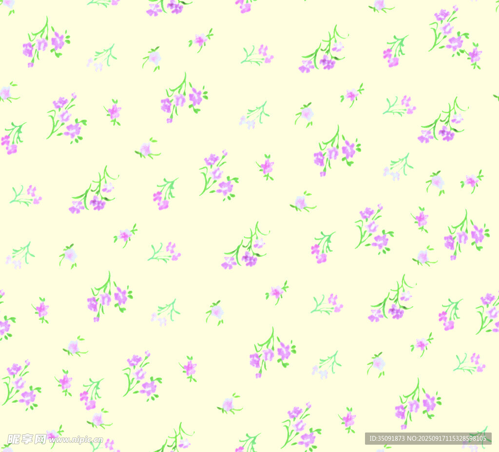 淡彩花卉无缝图案背景