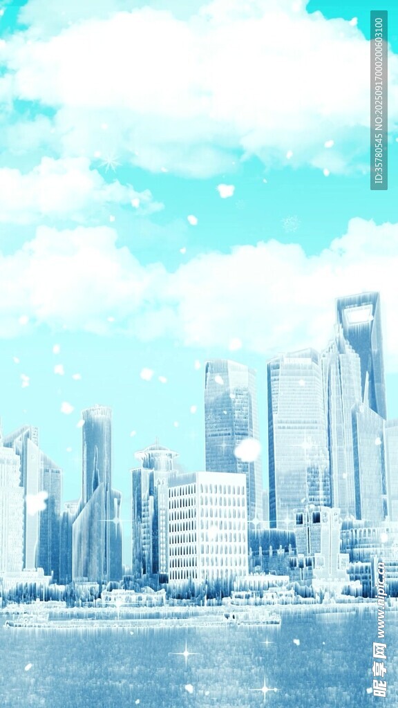 海滨城市天际线景观