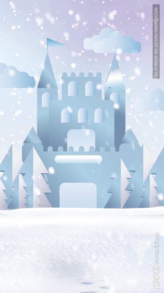 梦幻冰雪城堡冬日景象